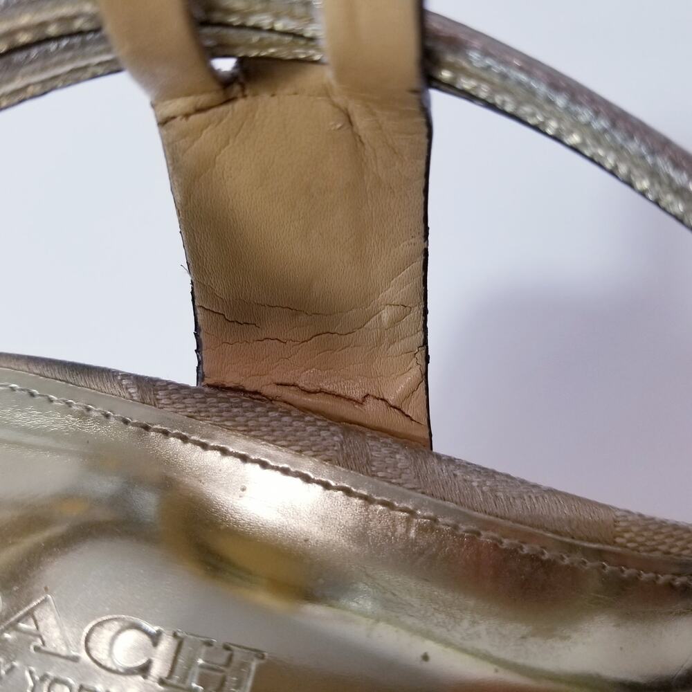 Coach Ivory Metallic Cork Wedge Sandals - Picture 9 of 13
